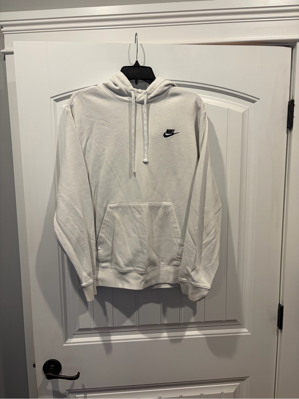 Nike White Pullover Hoodie with Black Swoosh